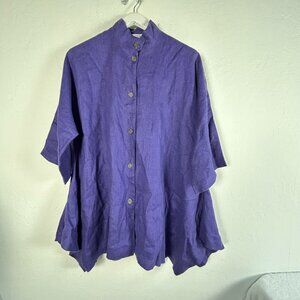 Itemz Chris Baumgartner Womens Purple Linen Button-Up Swing Jacket Lagenlook OS